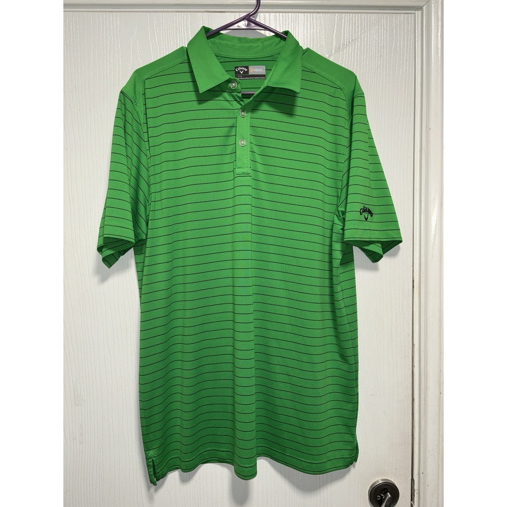 Callaway Opti Dri Short Sleeve Golf‎ Polo Shirt Men's Large Green Striped